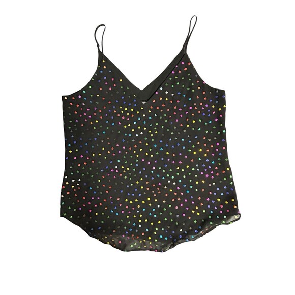 EXPRESS XSmall‎ Rainbow Foil Dot Double V-Neck Cami Tank Whimsical Fairy Gothic - Picture 1 of 8